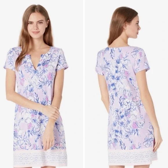 Lilly Pulitzer UPF 50+ Sophiletta Dress in Light Lilac Trunks In The Air, Size S - Picture 3 of 13